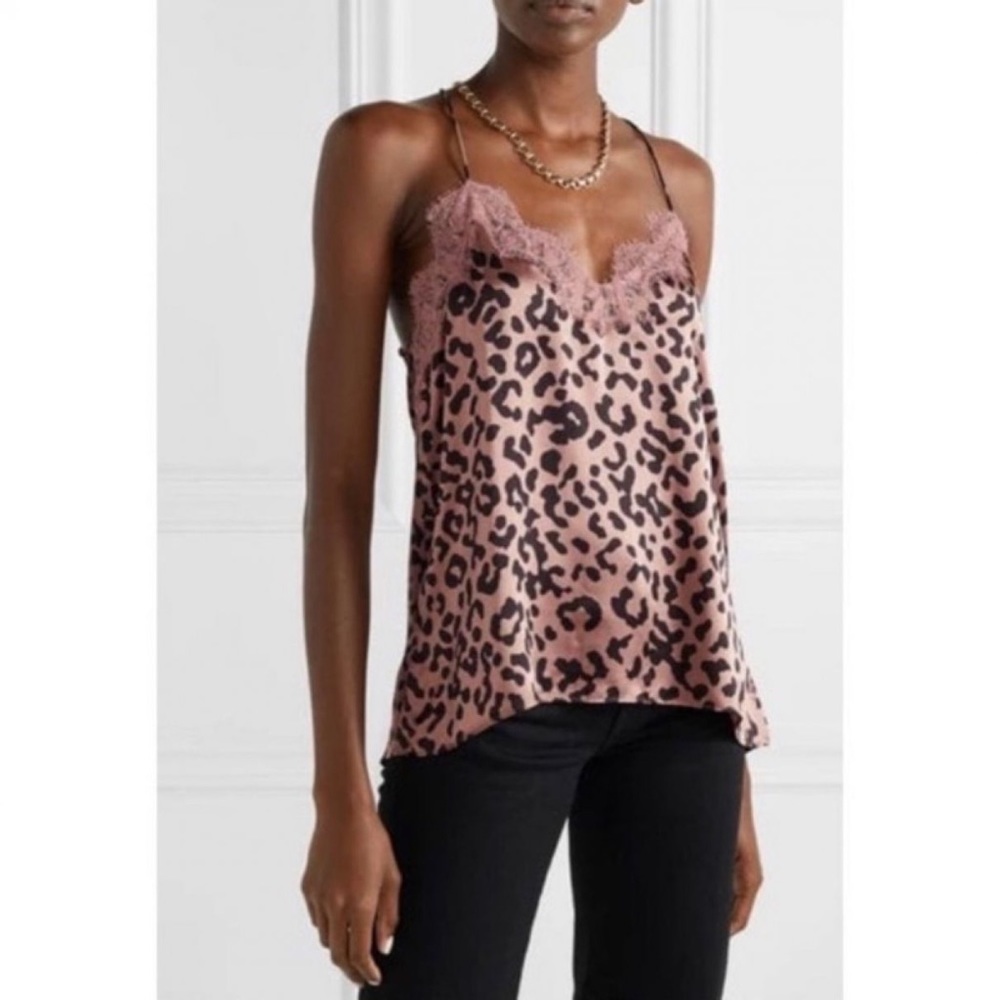 Cami NYC Silk Lace Trimmed Leopard Camisole Tank
